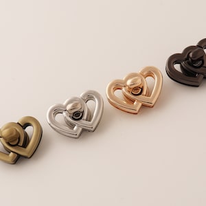 1-2-5 pcs heart shaped bag lock purse twist lock metal lock turn lock purse hardware 37mm×25mm