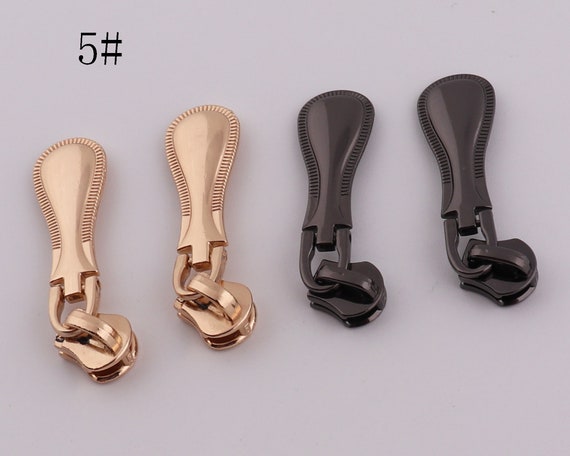 5# metal zipper head gun black/light gold zipper pulls for bag apparel accessories 2-4-10 pcs for 5# metal tooth zipper