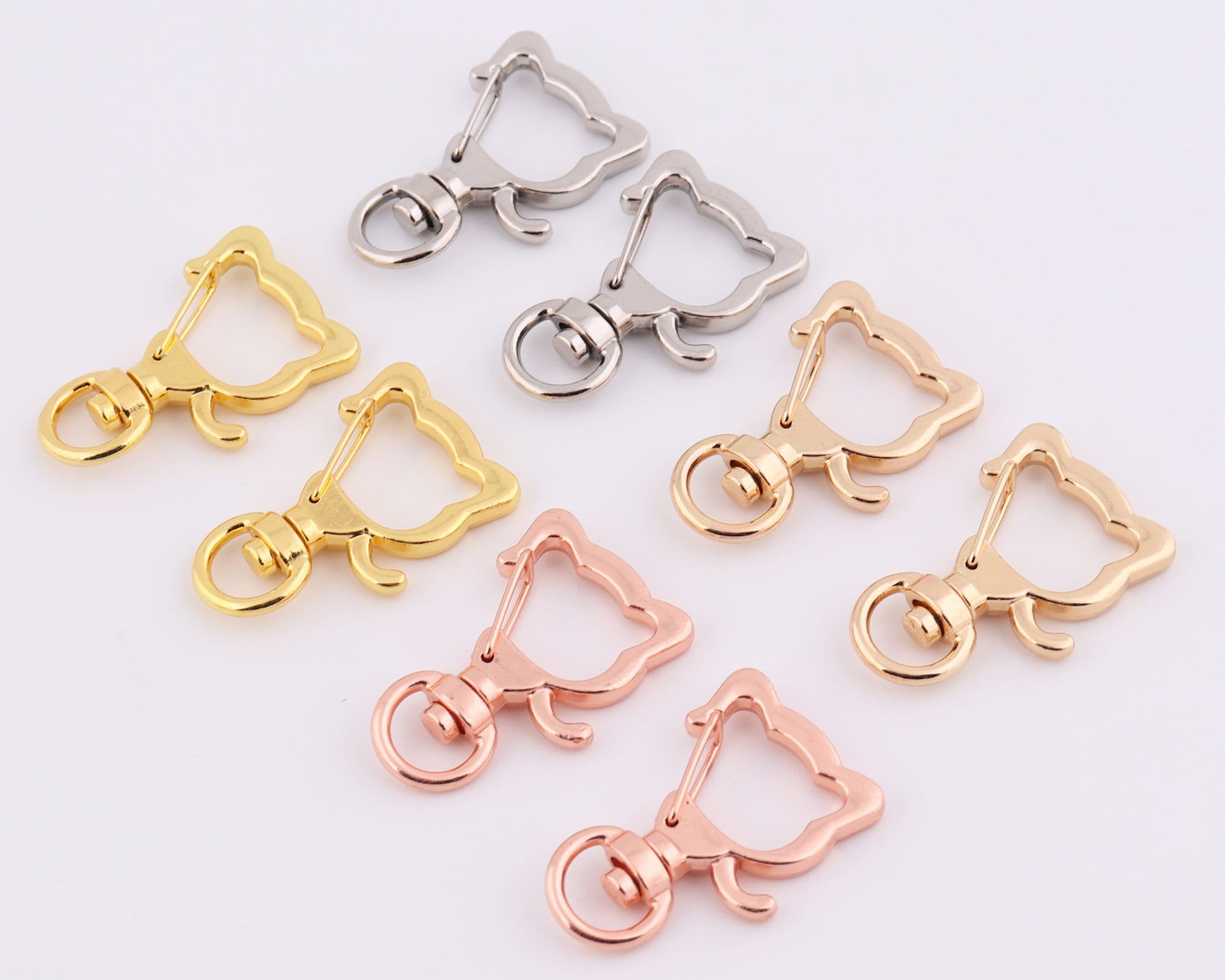 5-10-20 Pcs Cat Head Swivel Snap Hook Key Chain Swivel Clasp Cute