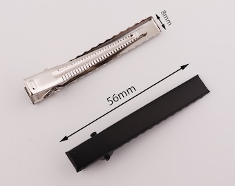 56mm×8mm hair alligator clips, hair accessory blanks, hair clips, bulk alligator clips, flower hair bow clip, silver alligator 10-20-50 pcs