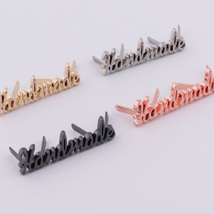 2-4-10-20pcs rose gold/light gold/silver/black handmade metal bag label handcraft handmade letters metal label Handbags hardware