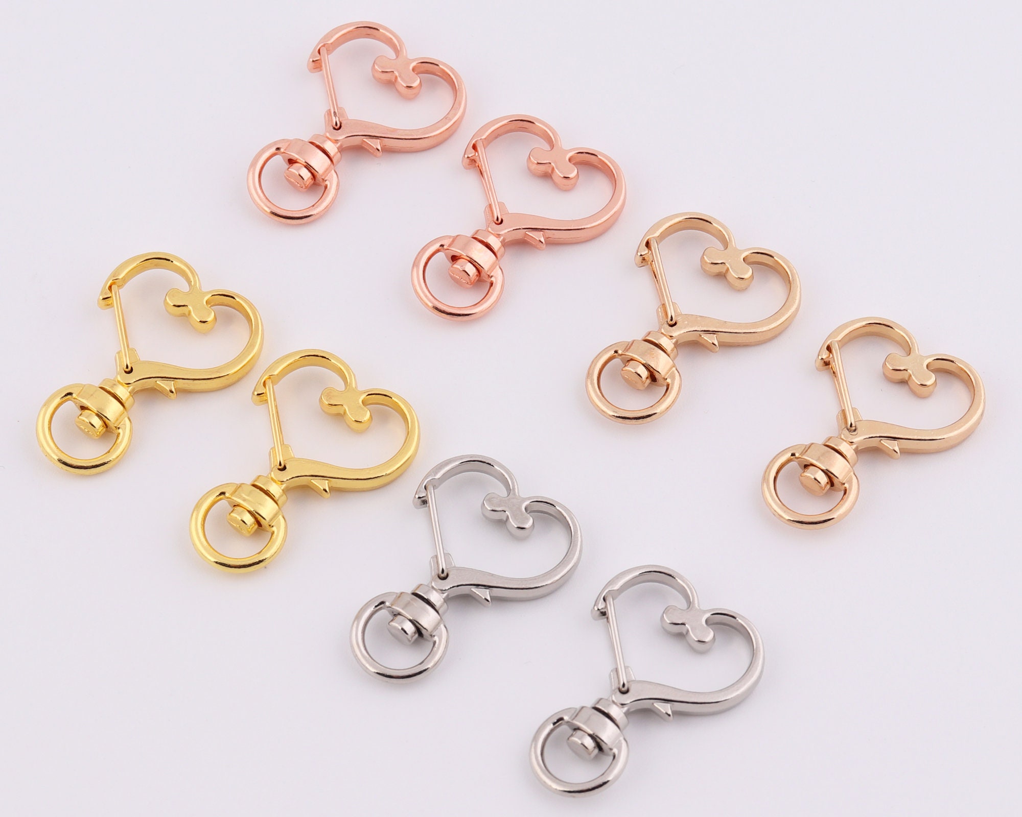 5-10-20 Pcs Heart Shaped Swivel Snap Hook Key Chain Swivel Clasp