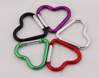 heart shaped colours alloy carabiner gated spring snap key chains shaped carabiner key chain 2-4-10pcs
