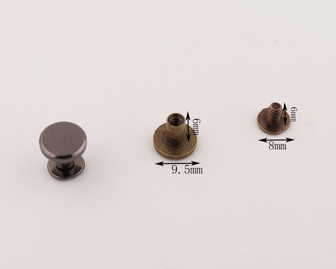 Screwed Rivet 9.5mm×6mm Metal Screw Rivets Round Head Screwed Rivets Leather Rivet ...