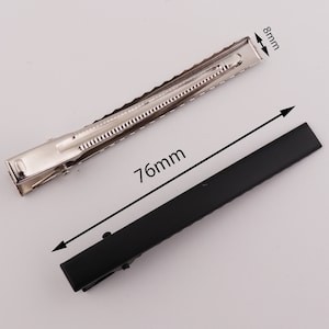 76mm×8mm hair alligator clips, hair accessory blanks, hair clips, bulk alligator clips, flower hair bow clip, silver alligator 10-20-50 pcs