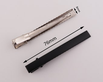 76mm×8mm hair alligator clips, hair accessory blanks, hair clips, bulk alligator clips, flower hair bow clip, silver alligator 10-20-50 pcs