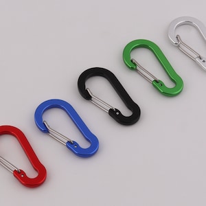 50mm×16mm colours alloy carabiner gated spring snap key chains shaped carabiner key chain 2-4-10pcs