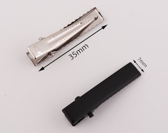 35mm×7mm hair alligator clips, hair accessory blanks, hair clips, bulk alligator clips, flower hair bow clip, silver alligator 10-20-50 pcs
