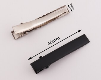 46mm×7mm hair alligator clips, hair accessory blanks, hair clips, bulk alligator clips, flower hair bow clip, silver alligator 10-20-50 pcs
