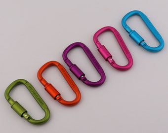 81mm×25mm colours alloy carabiner aluminum carabiner gated spring snap key chains shaped carabiner key chain 1-2-5-10pcs
