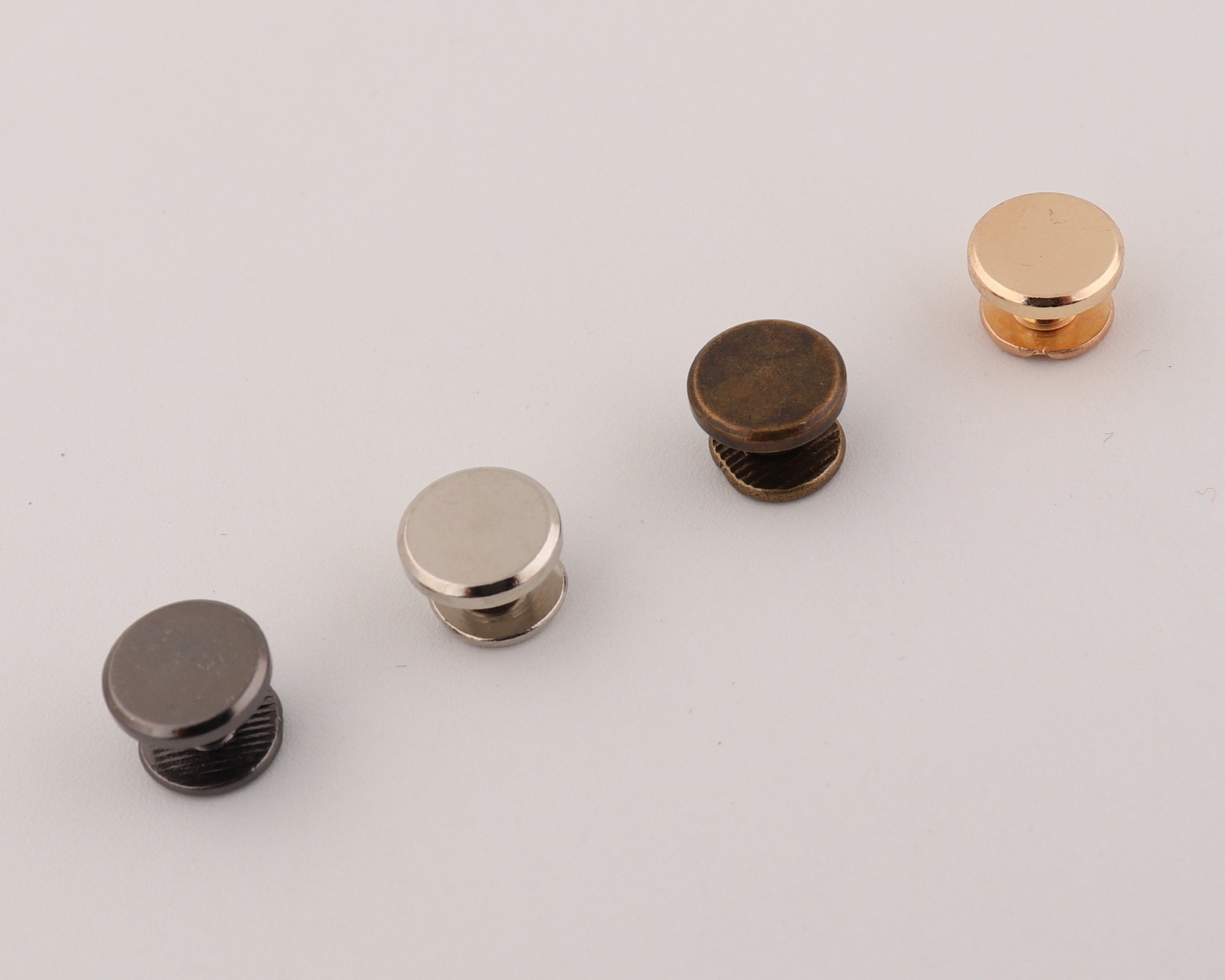 9mm×3mm metal screw rivets round head screwed rivets leather rivet metal button screwback studs 4-10-20 sets
