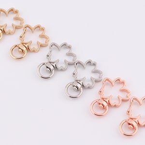 5-10-20 pcs silver,rose gold,light gold 35mm small sakura shaped trigger hook lobster swivel clasps,metal lobster clasps purse hardware