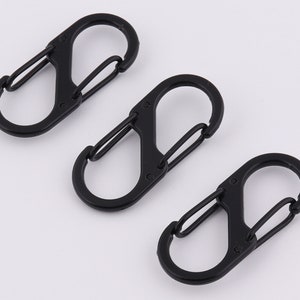 40mm×12mm black alloy carabiner s dual gated spring snap key chains S shaped carabiner key chain 5-10-20pcs
