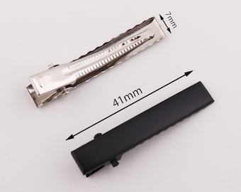 41mm×7mm hair alligator clips, hair accessory blanks, hair clips, bulk alligator clips, flower hair bow clip, silver alligator 10-20-50 pcs