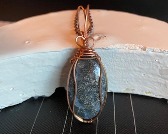 Pyrite in Quartz Necklace; Handmade jewelry; Natural crystal jewelry; Pyrite jewelry