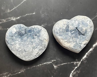 Blue Celestite Hearts; Crystal hearts; blue hearts; crystal carvings; home decor