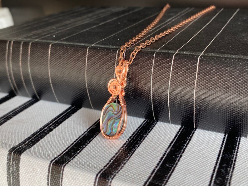 Abalone shell necklace; Mini abalone jewelry; Abalone pendant; Handmade jewelry; Petite jewelry