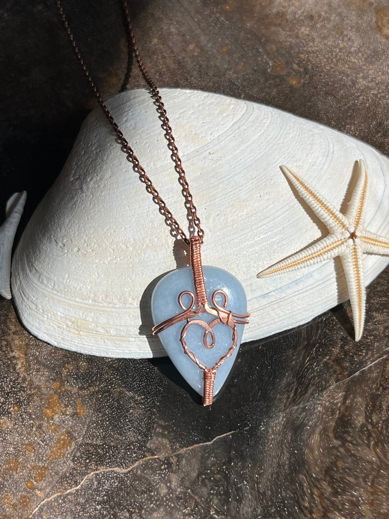Angelite necklace; Angelite jewelry; soft blue jewelry; crystals; crystal jewelry image 3