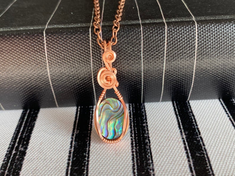 Abalone shell necklace; Mini abalone jewelry; Abalone pendant; Handmade jewelry; Petite jewelry