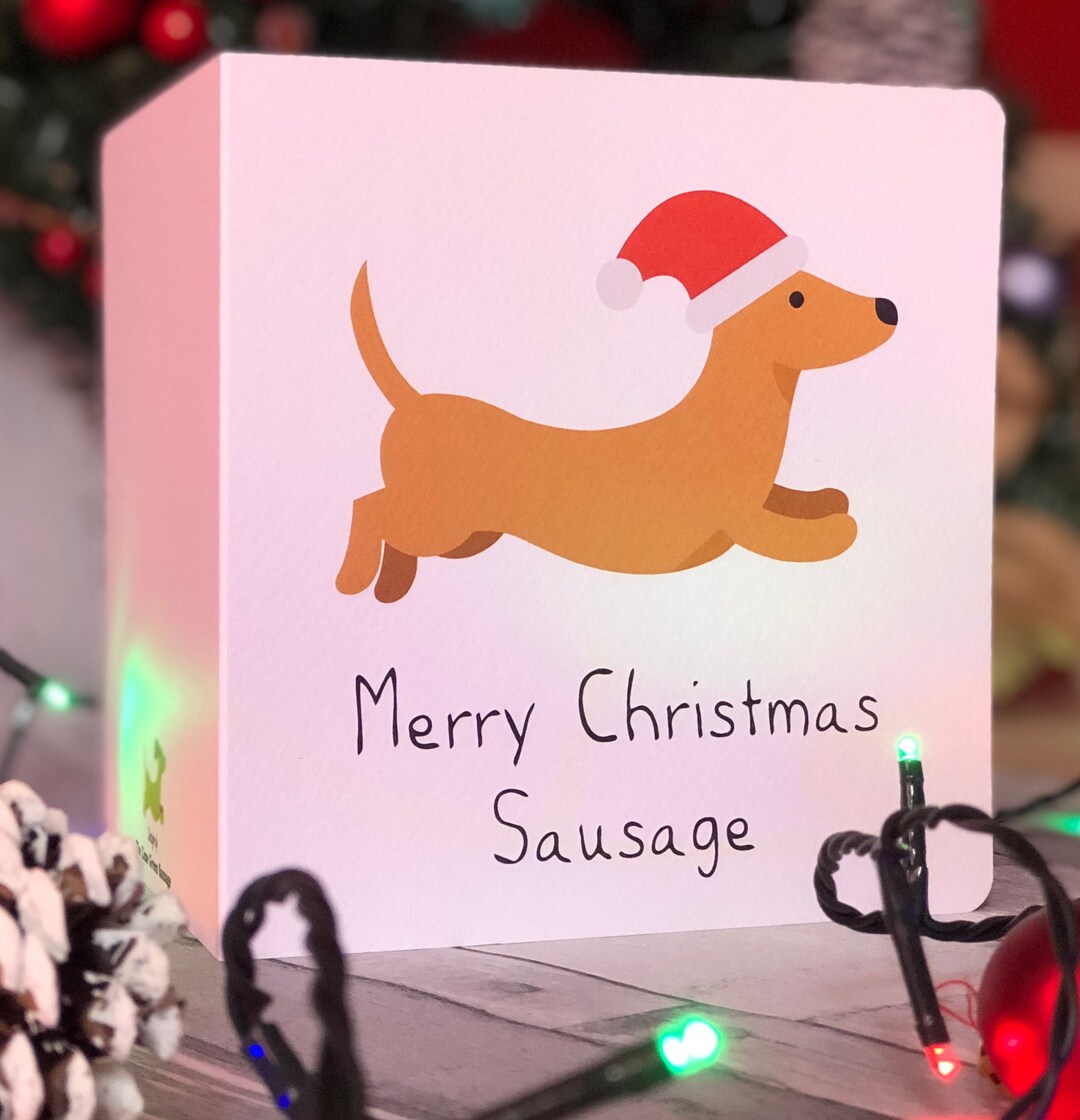 Sausage Dog Christmas Card Xmas Card With Envelope Santa Dog, Merry