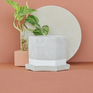 Large Planter With Drainage / Concrete Planter / Large Plant Pot / Drainage Hole / Plant Pot / Plant Pot With Drain / Hexagon Planter