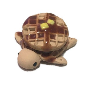 Waffle Stack Polymer Clay Turtle, Chicken and Waffles Polymer Clay Turtle