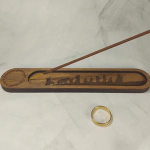 Incensário Fellowship Hiking | Porta-incenso em madeira maciça de nogueira - Estilo Hobbit/Campestre