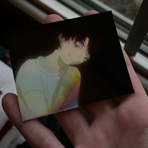 lain smirking - serial experiments lain (holographic) vinyl waterproof sticker