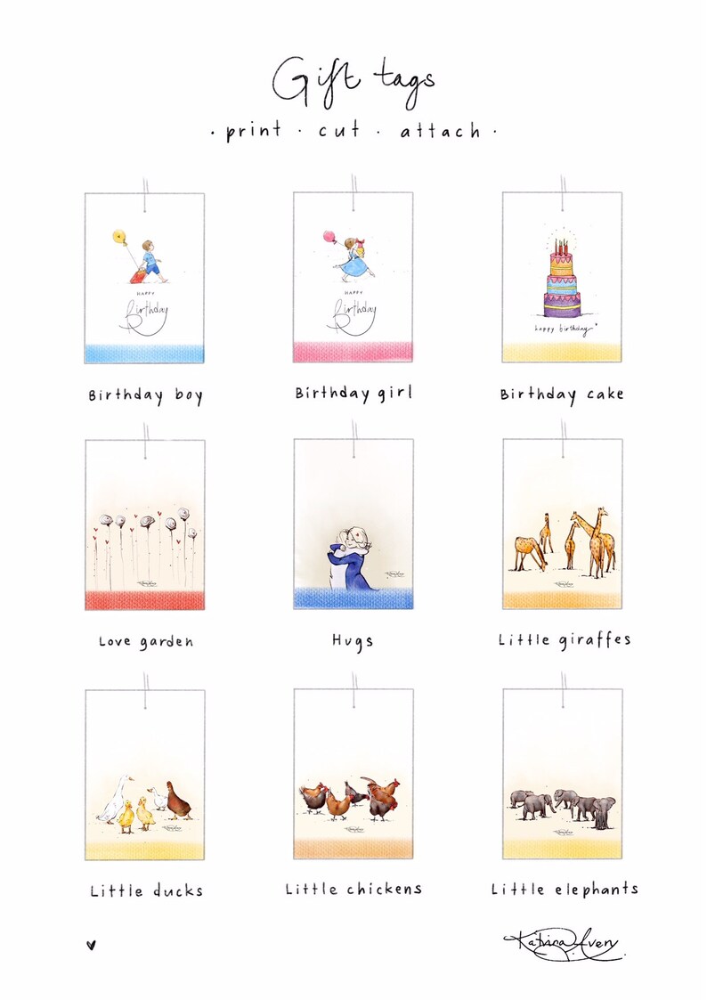 HAPPY BIRTHDAY GIRL Printable Gift Tags With Pink Trim Illustrated by ...