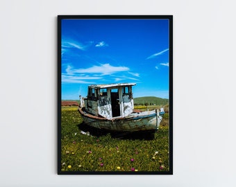 Edith E Abandoned Boat Photography Print Wall Art Office Decor