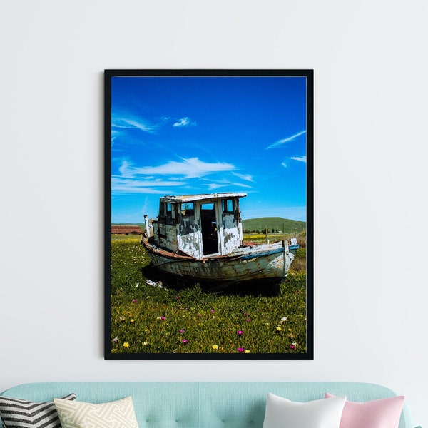 Edith E Abandoned Boat Photography Print Wall Art Office Decor