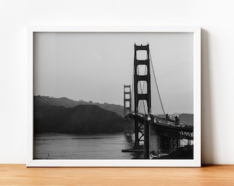 Black and White California Golden Gate Photography | Print Wall Art Office Decor Photography