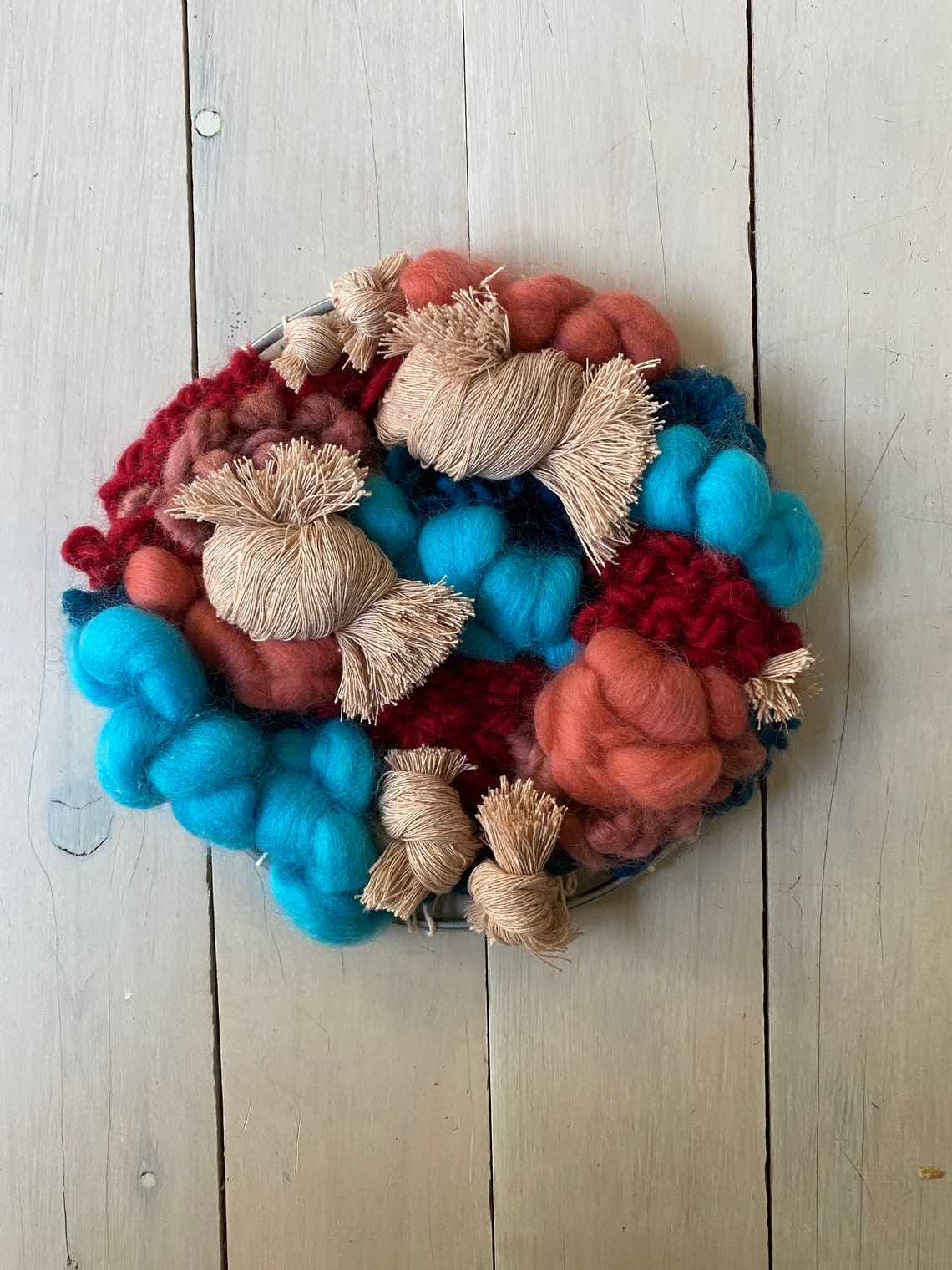 Round Weaving Woven Wall Hanging Hoop Weaving Circle Etsy