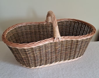 Foraging wicker basket natural handwoven shopping basket storage basket housewarming gift mushroom's basket gift for him or her