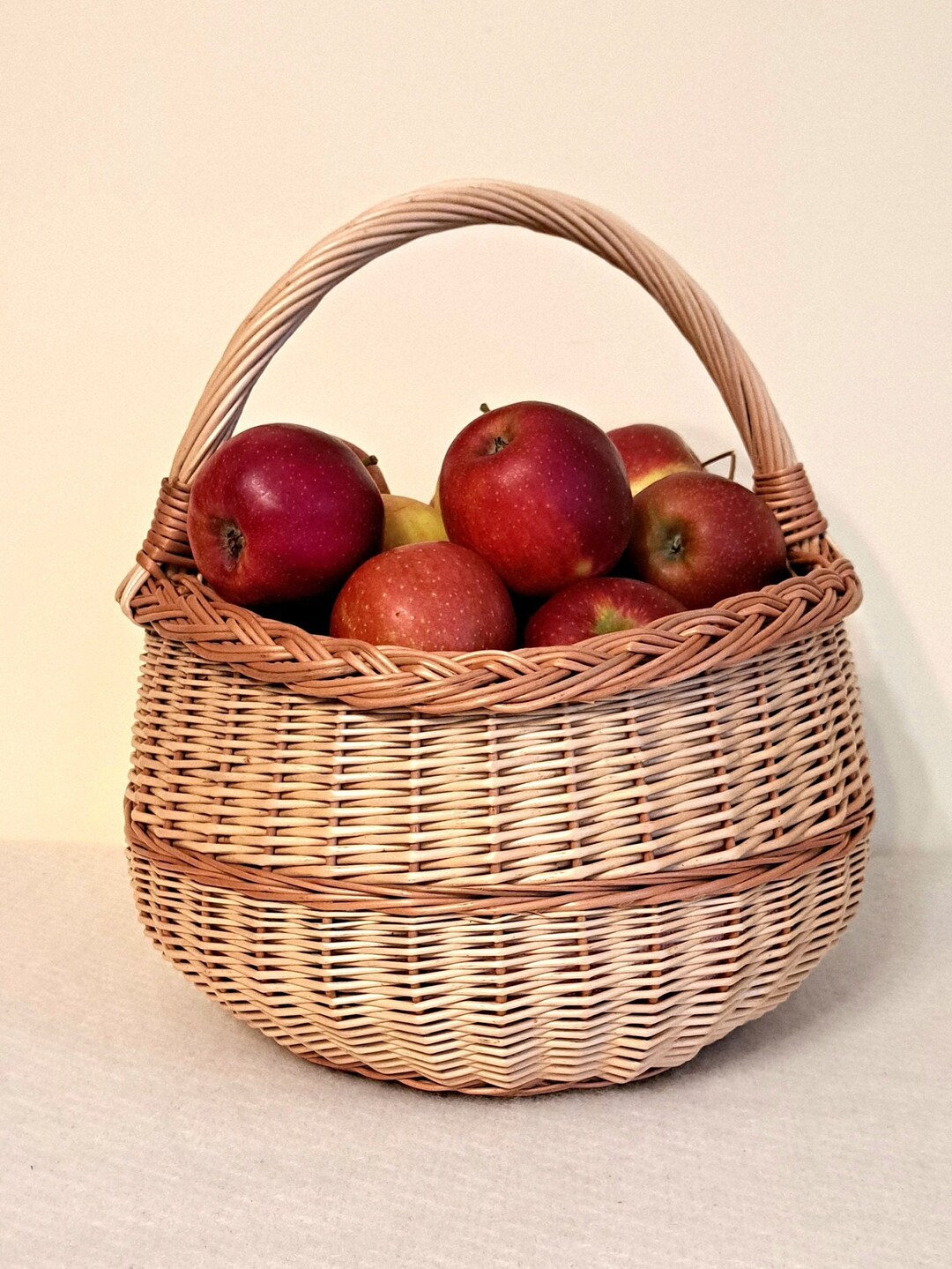 Willow Fruit Basket, Handwoven Wicker Market Basket, Grocery Basket