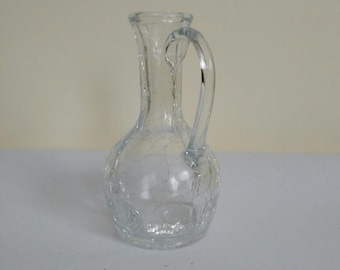 Vintage Textured Glass Flower Vase, Cottagecore Table Decor