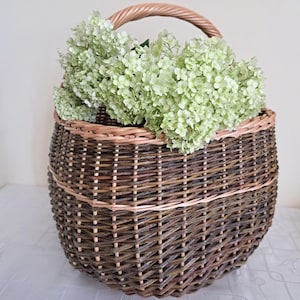 Wicker basket with top handle mushroom handwoven square willow market shopping  basket housewarming gift beach hamper gift for her or him