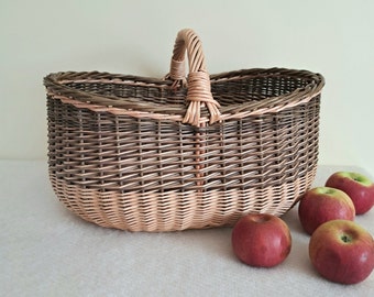 Wicker shopping basket foraging basket mushroom gathering farmer basket storage box housewarming gift foraging basket gift for her or him