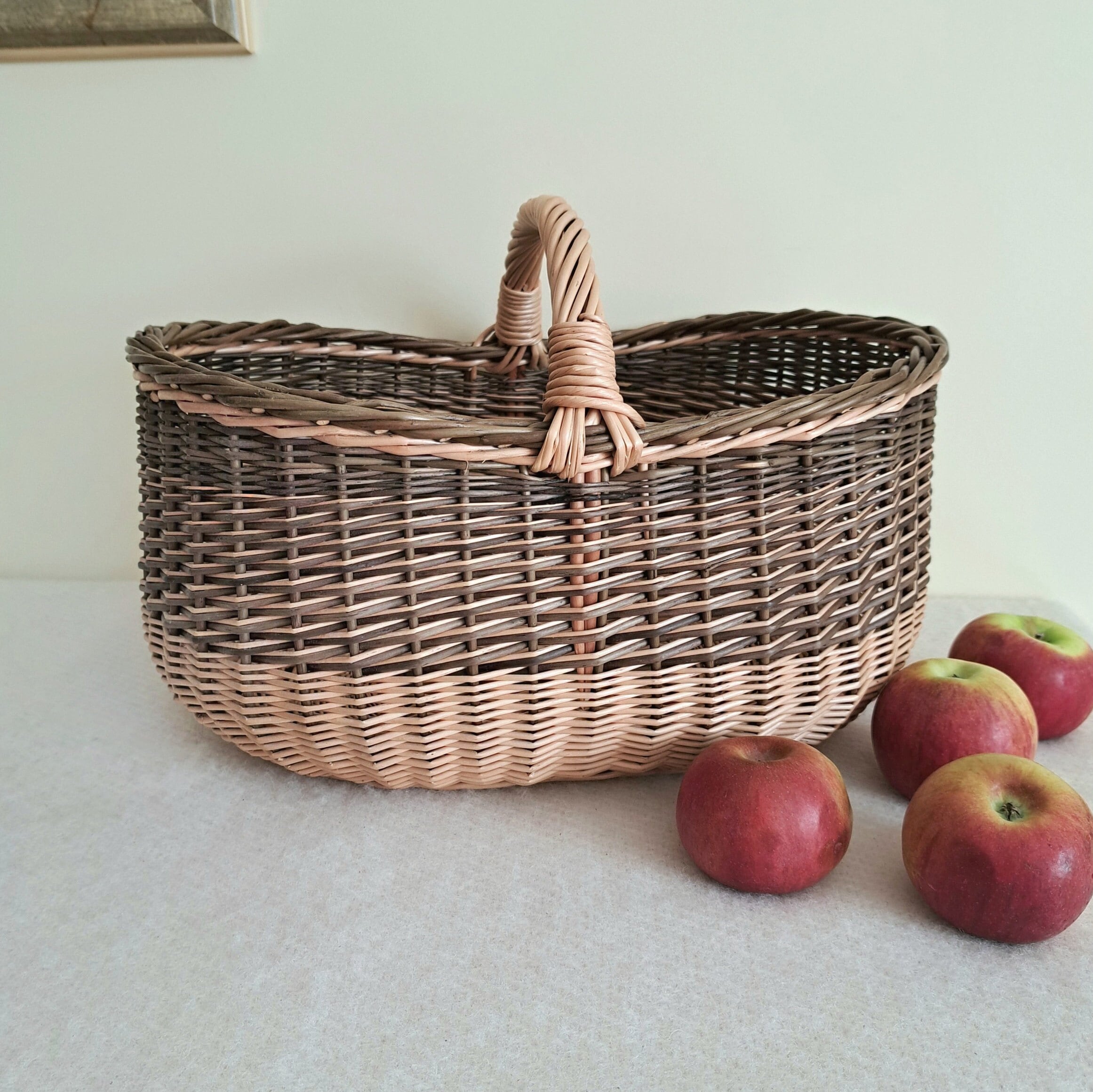 Wicker shopping basket foraging basket mushroom gathering farmer basket storage box housewarming gift foraging basket gift for her or him