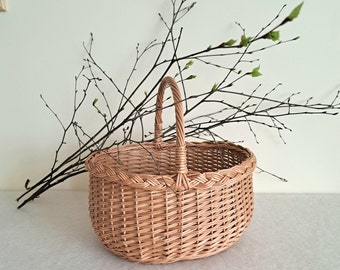 Handwoven Willow Wicker Basket, Easter Gift, Flower Girl Basket