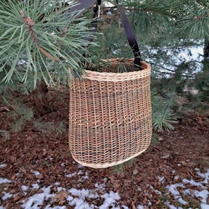 Wicker mushroom gathering shoulder basket willow natural basket fisherman basket handmade foraging basket gift for nature lover gift for her
