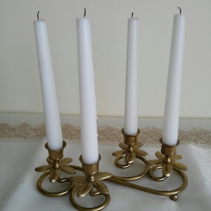 Vintage brass candle holder four arms bronze candlestick, home decor, gift idea, collectible candlestick, party decor, housewarming gift