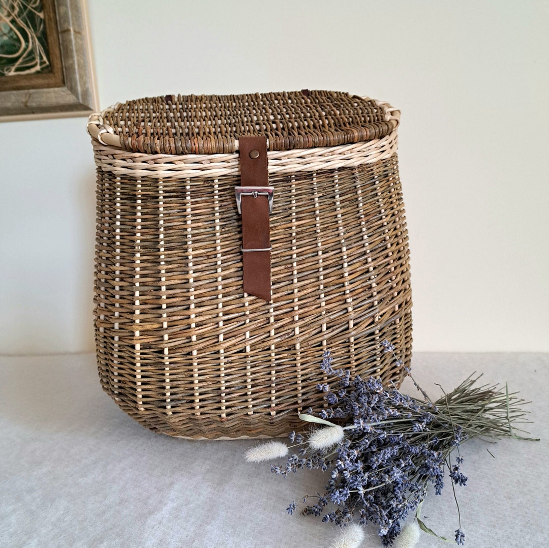 Foraging Wicker Backpack Market Basket With Lid Farmer's Backpack