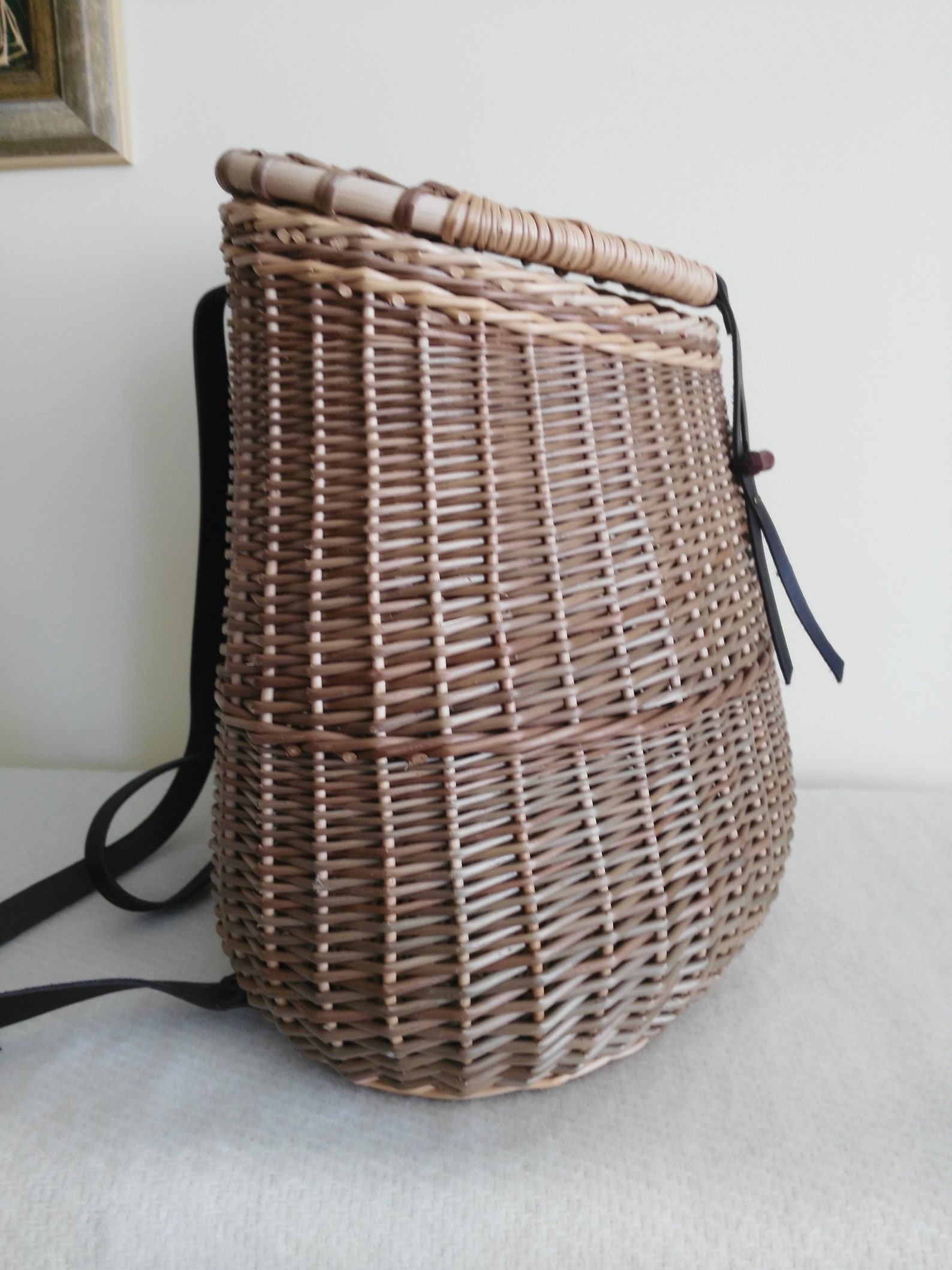 Large foraging wicker backpack market shopping basket Etsy