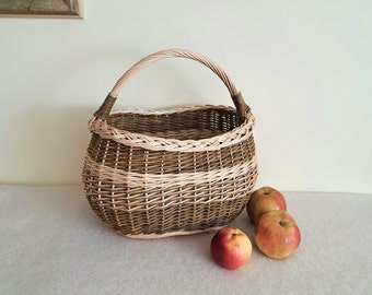 Medium wicker basket, handcrafted willow basket, grocery basket, shopping basket, market basket, storage basket, gift for her