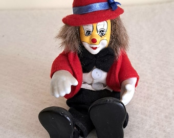 Vintage clown beeldje, cadeau voor haar, verzamelbeeldje, plank decor vintage speelgoed kind cadeau leuk speelgoed