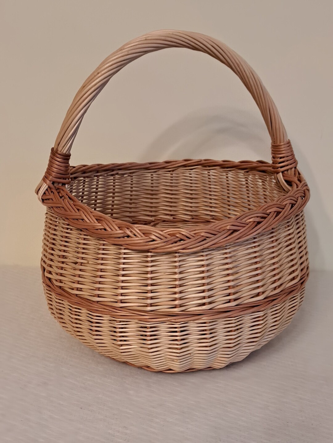 Willow Fruit Basket Handwoven Wicker Market Basket Grocery Etsy
