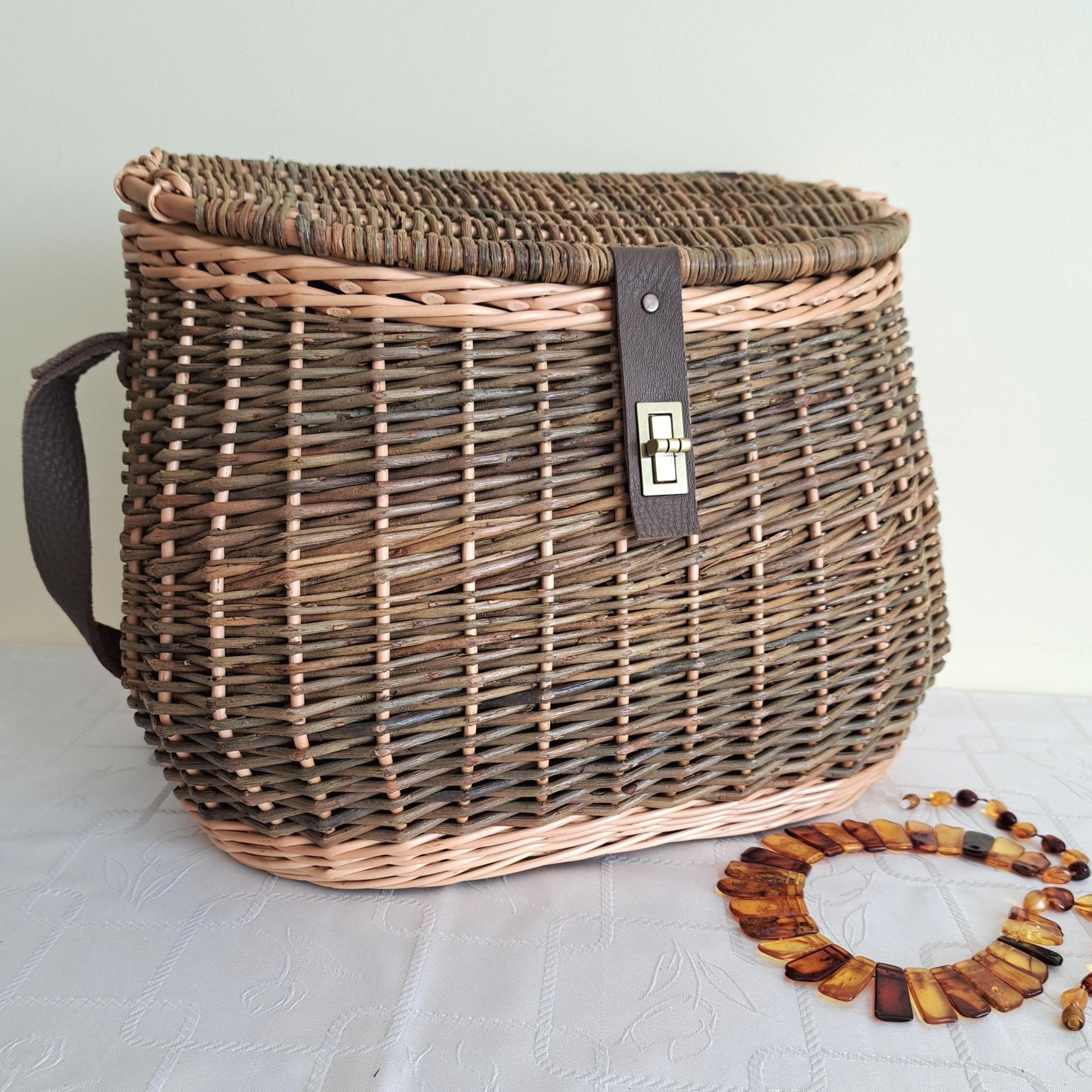 Wicker shoulder handbag foraging handmade basket natural willow bag mushrooms hunter's basket shopping market basket gift for her or him
