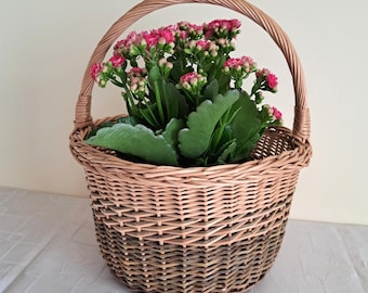 Wicker basket, handmade willow market bag, grocery storage basket, housewarming gift, basket for eggs kitchen bag kitchen decor gift for her
