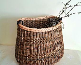 Wicker basket foraging basket shoulder mushroom hunters basket gathering basket gift for nature lover environmentally friendly item